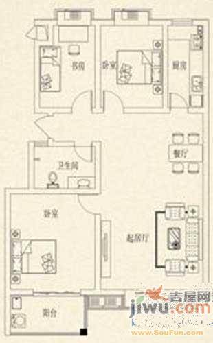 腾骐冠宸1室1厅1卫34㎡户型图