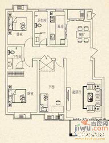 腾骐冠宸1室1厅1卫34㎡户型图