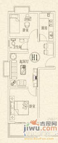 腾骐冠宸1室1厅1卫34㎡户型图