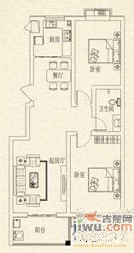 腾骐冠宸1室1厅1卫34㎡户型图