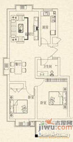 腾骐冠宸1室1厅1卫34㎡户型图