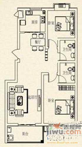 腾骐冠宸1室1厅1卫34㎡户型图