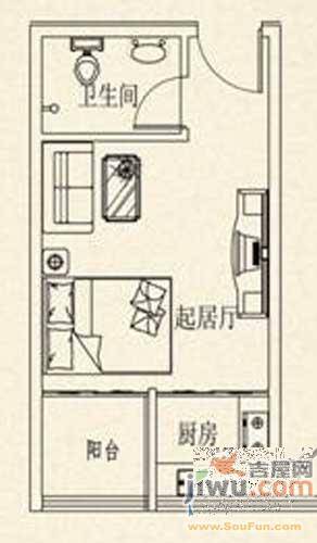 腾骐冠宸1室1厅1卫34㎡户型图