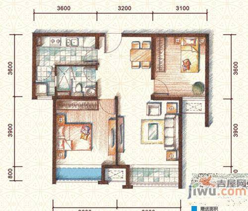 中海紫御东郡2室0厅0卫84㎡户型图