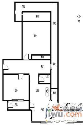 雅秀园2室2厅1卫90㎡户型图