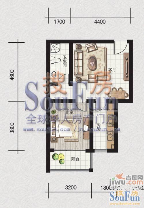 楚天书香门第3室2厅1卫110.4㎡户型图