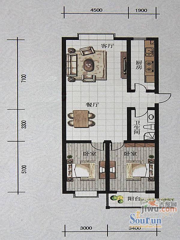 楚天书香门第3室2厅1卫110.4㎡户型图