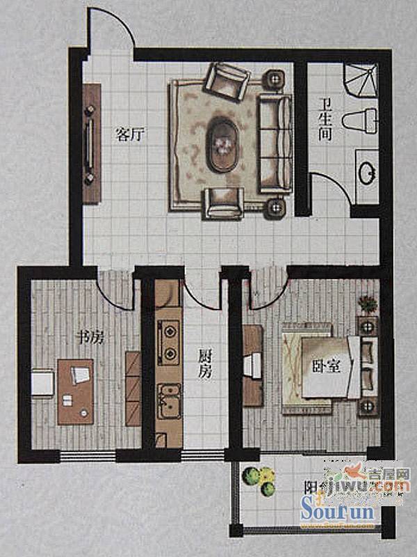 楚天书香门第3室2厅1卫110.4㎡户型图