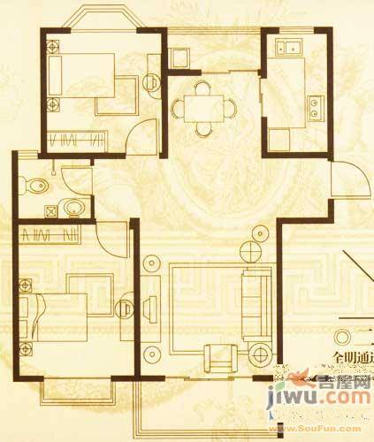 红山圣都2室2厅1卫98.3㎡户型图