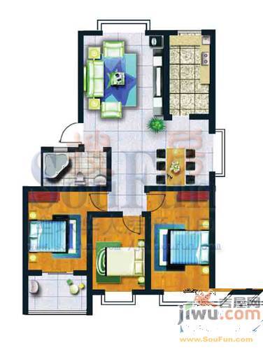 北徐花园普通住宅86㎡户型图