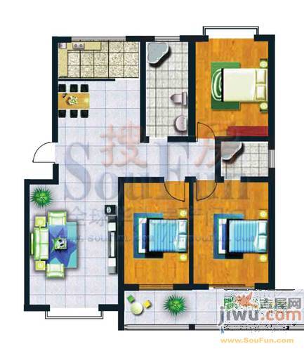 北徐花园普通住宅86㎡户型图