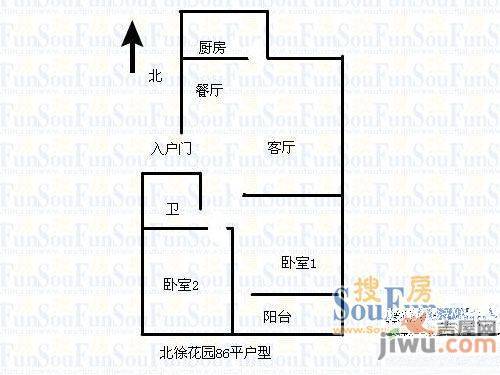 北徐花园普通住宅86㎡户型图