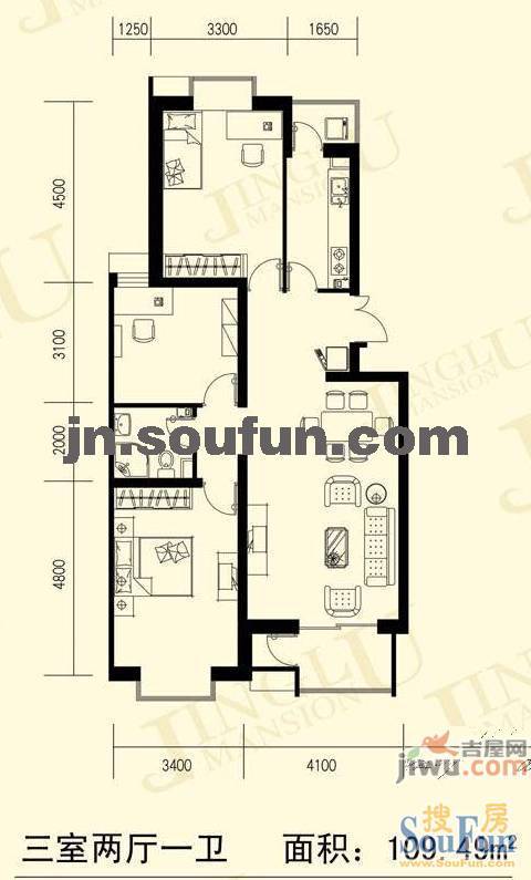 京鲁山庄4室2厅2卫户型图