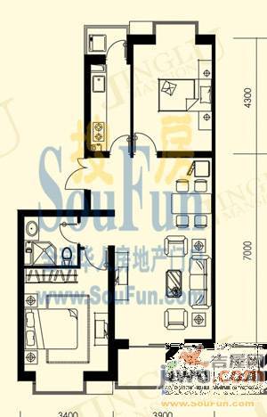 京鲁山庄2室2厅1卫户型图