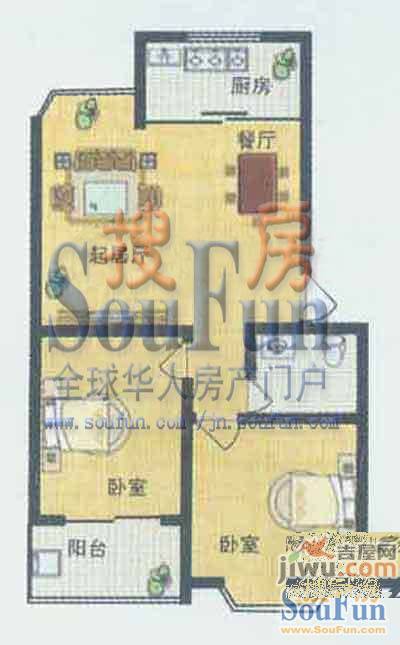 华阳山庄2室2厅1卫86.8㎡户型图