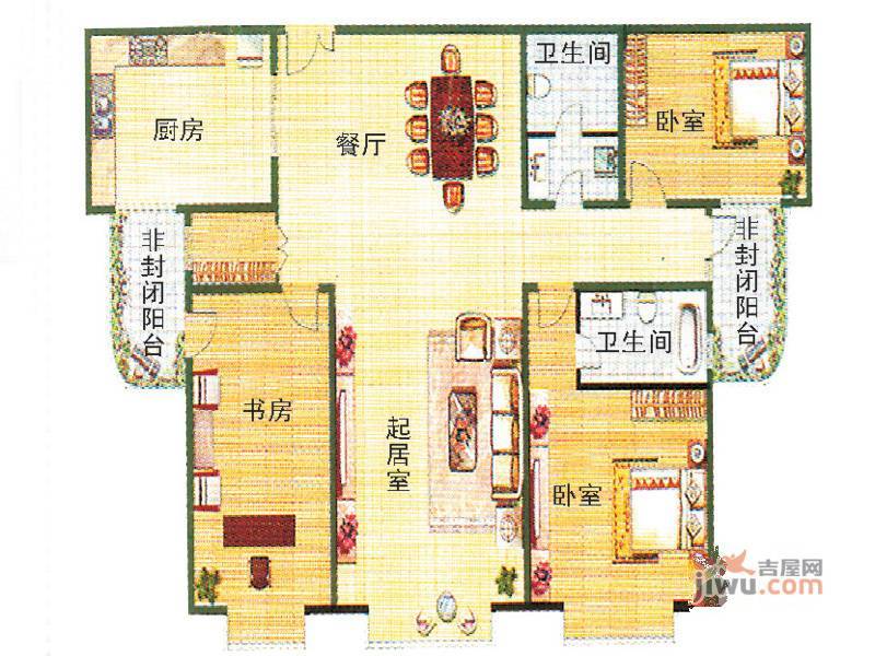 王府庄园二期3室2厅2卫190㎡户型图