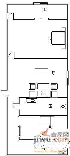 裕园小区2室1厅1卫56㎡户型图