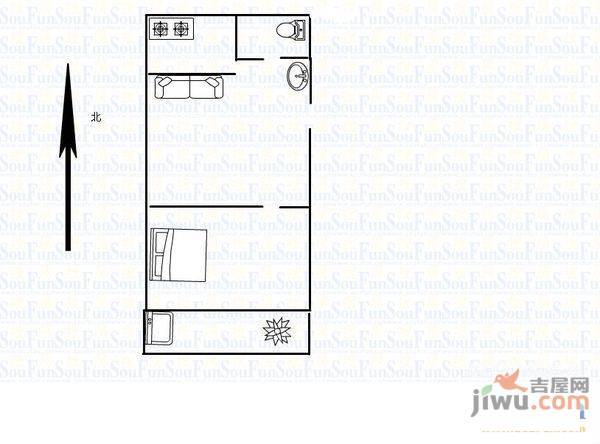 闫千户1室1厅1卫60㎡户型图