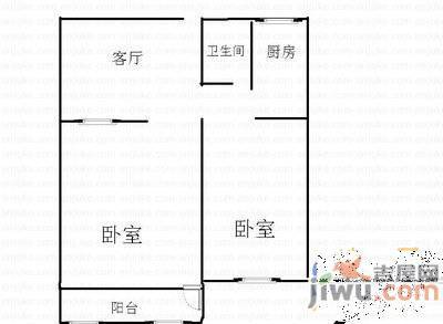 闫千户1室1厅1卫60㎡户型图