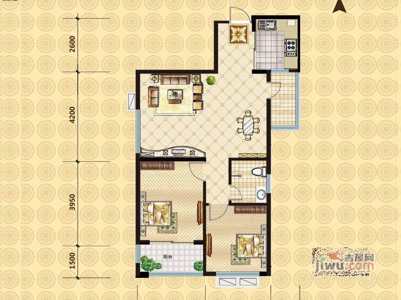 济柴家园2室1厅1卫户型图