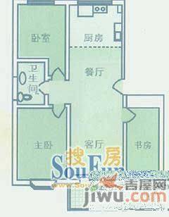 鸣泉嘉园3室2厅1卫106㎡户型图