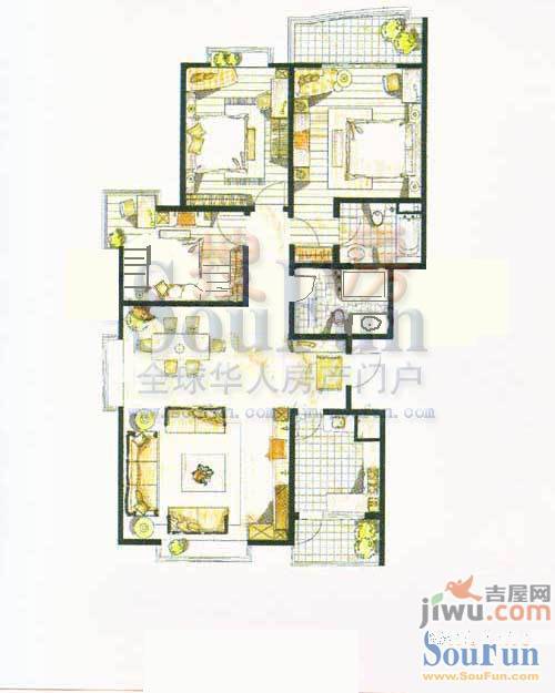 舜景花园3室2厅2卫户型图