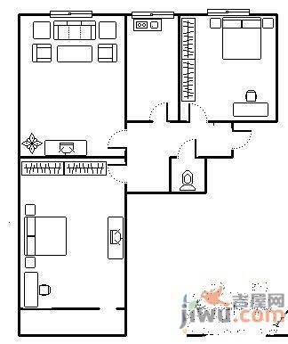 荷香村2室1厅1卫65㎡户型图