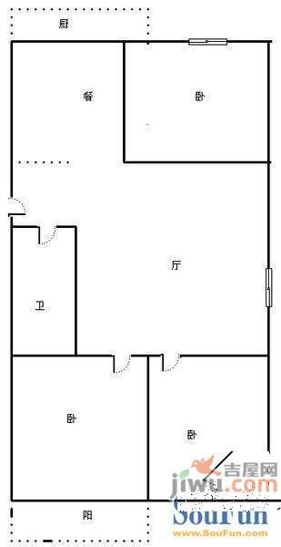 天建影山花园2室2厅1卫94㎡户型图