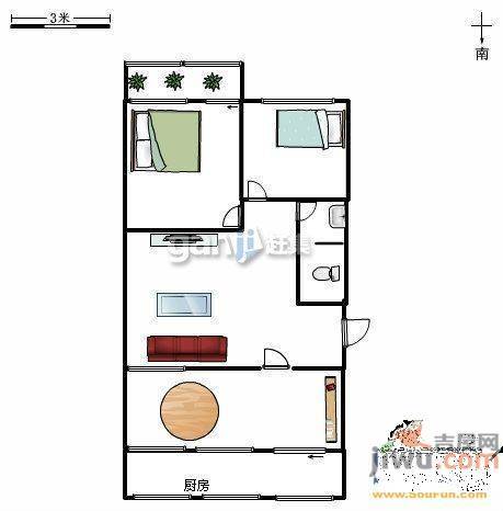 天建影山花园2室2厅1卫94㎡户型图