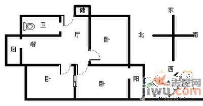 玉函小区2室1厅1卫60㎡户型图