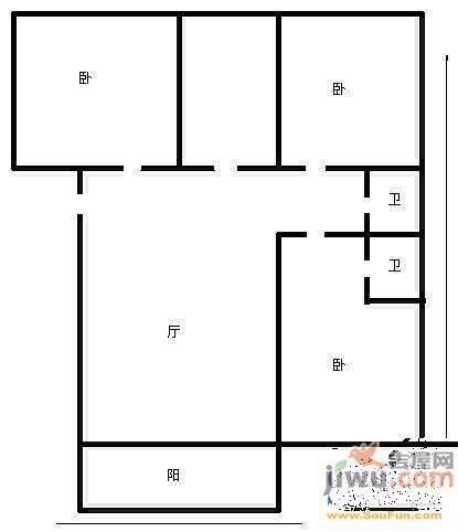 玉函小区2室1厅1卫60㎡户型图