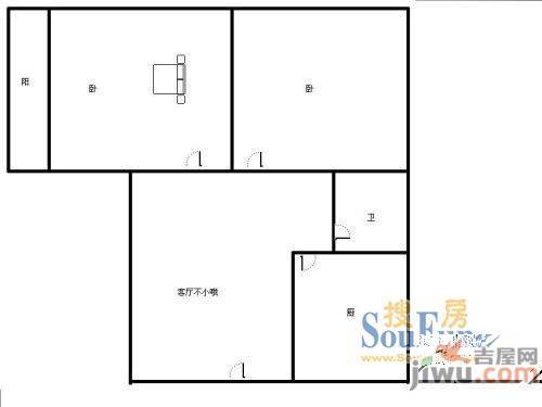 七里山小区3室1厅1卫62㎡户型图