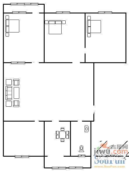 南全福2室2厅1卫93㎡户型图