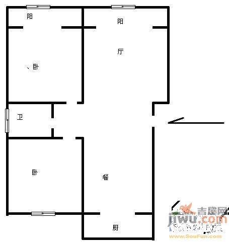 南全福2室2厅1卫93㎡户型图