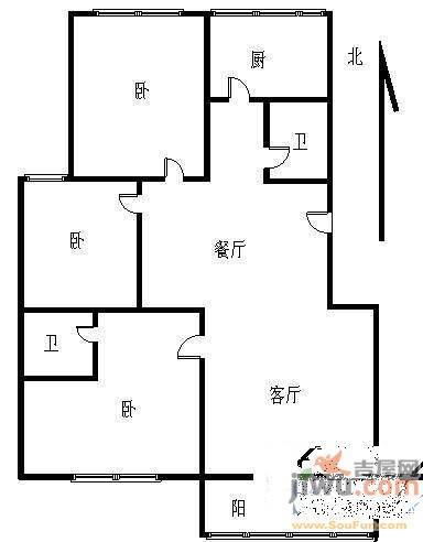 鲁能康桥3室2厅2卫147.8㎡户型图