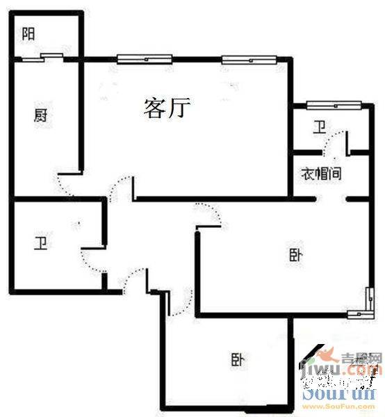 鲁能康桥3室2厅2卫147.8㎡户型图