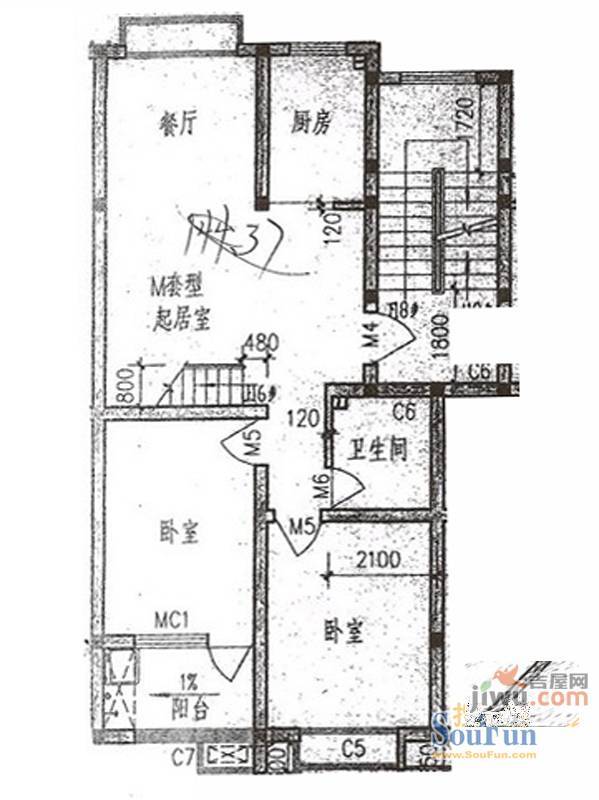 明泉馨居3室2厅1卫129㎡户型图