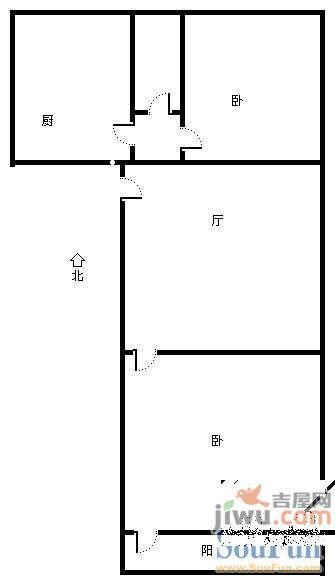 王官庄2室2厅1卫71㎡户型图