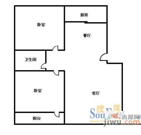 新世纪花园2室1厅1卫户型图