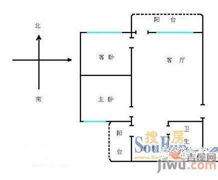 新世纪花园2室1厅1卫户型图