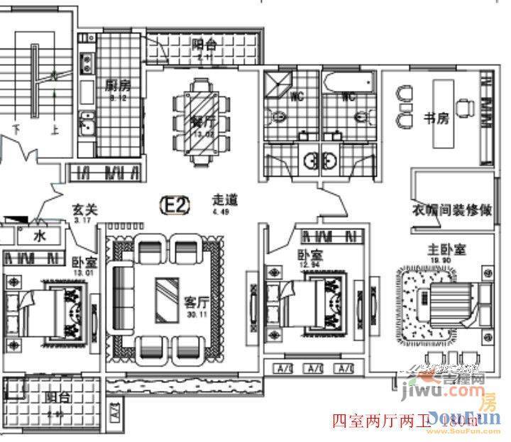 豫林嘉园5室2厅2卫246㎡户型图