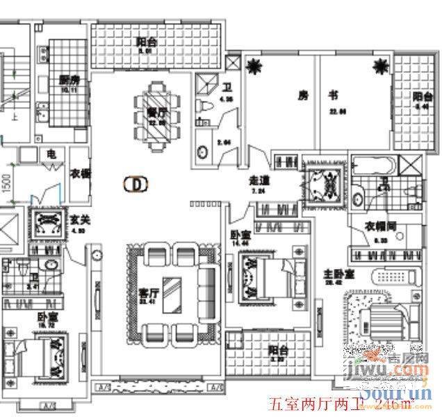 豫林嘉园5室2厅2卫246㎡户型图