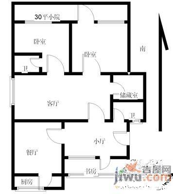 棋盘小区2室2厅1卫148㎡户型图