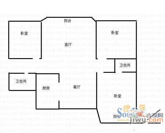 都市绿苑2室2厅1卫户型图