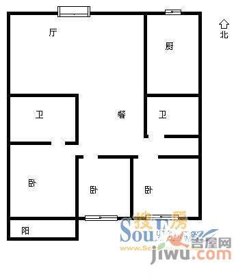 水天福苑2室2厅1卫108㎡户型图