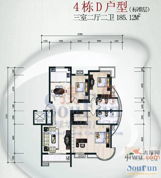 锦绣泉城3室2厅2卫户型图