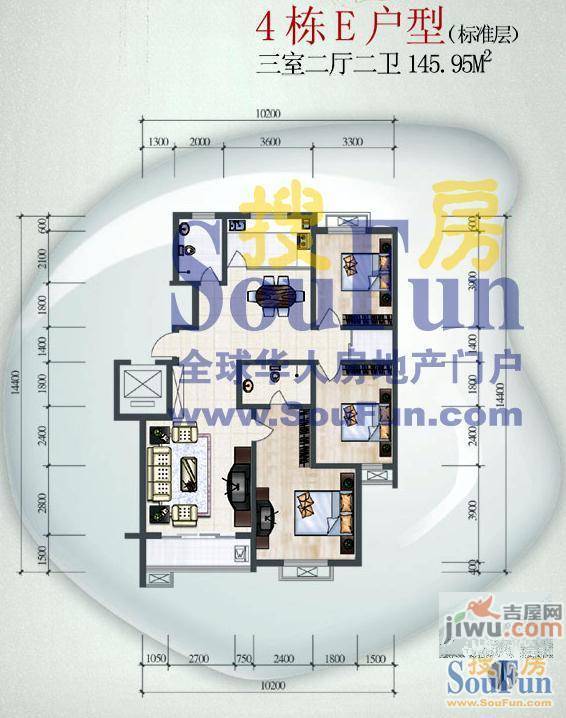 锦绣泉城3室2厅2卫户型图