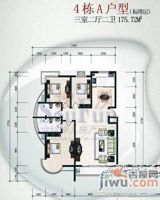 锦绣泉城3室2厅2卫户型图