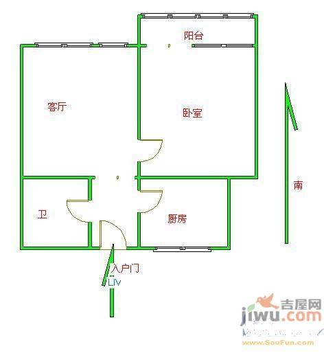 花园小区2室1厅1卫户型图