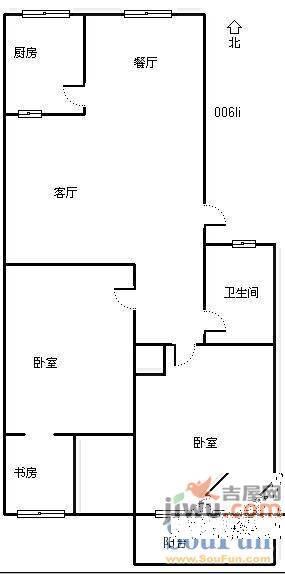 花园小区2室1厅1卫户型图